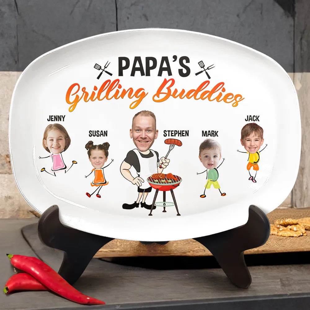 Custom Photo Daddy's Grilling Buddies - Personalized Plate - Image 4