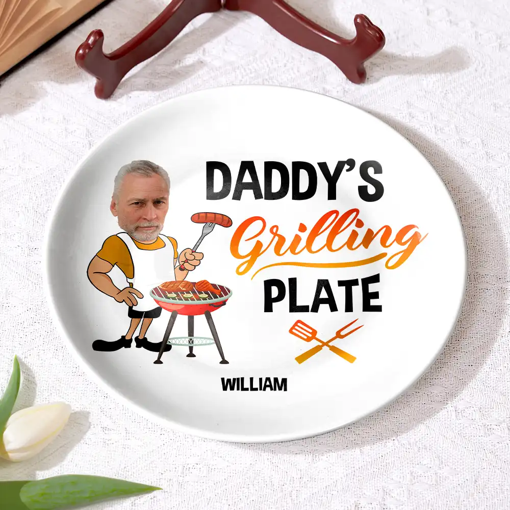 Custom Photo Daddy's Grilling Plate - Personalized Ceramic Plate - Image 5