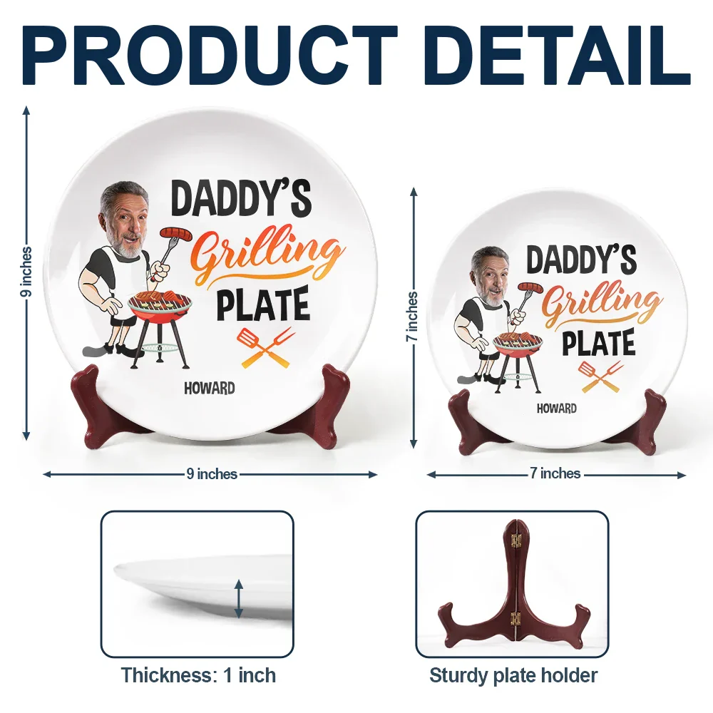 Custom Photo Daddy's Grilling Plate - Personalized Ceramic Plate - Image 6