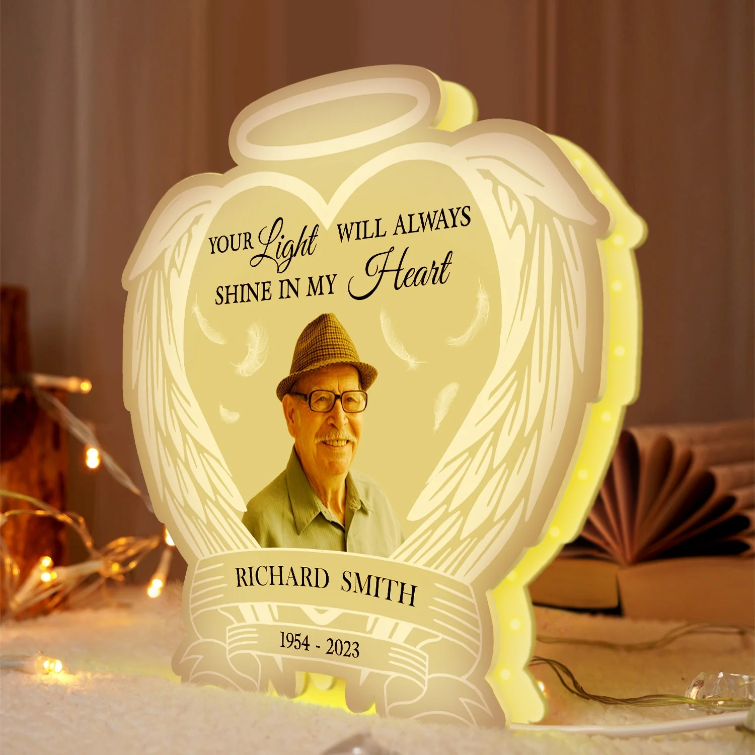 Custom Photo Dad's Light Always Shine In My Heart - Loving, Memorial Gift For Family, Siblings, Friends - Personalized Custom Shaped Photo Light Box - Image 5