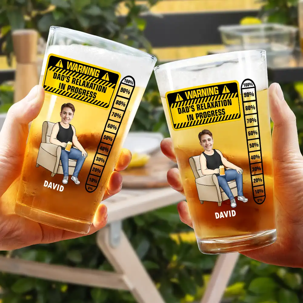 Custom Photo Dad's Relaxation In Progress - Personalized Beer Glass - Image 5