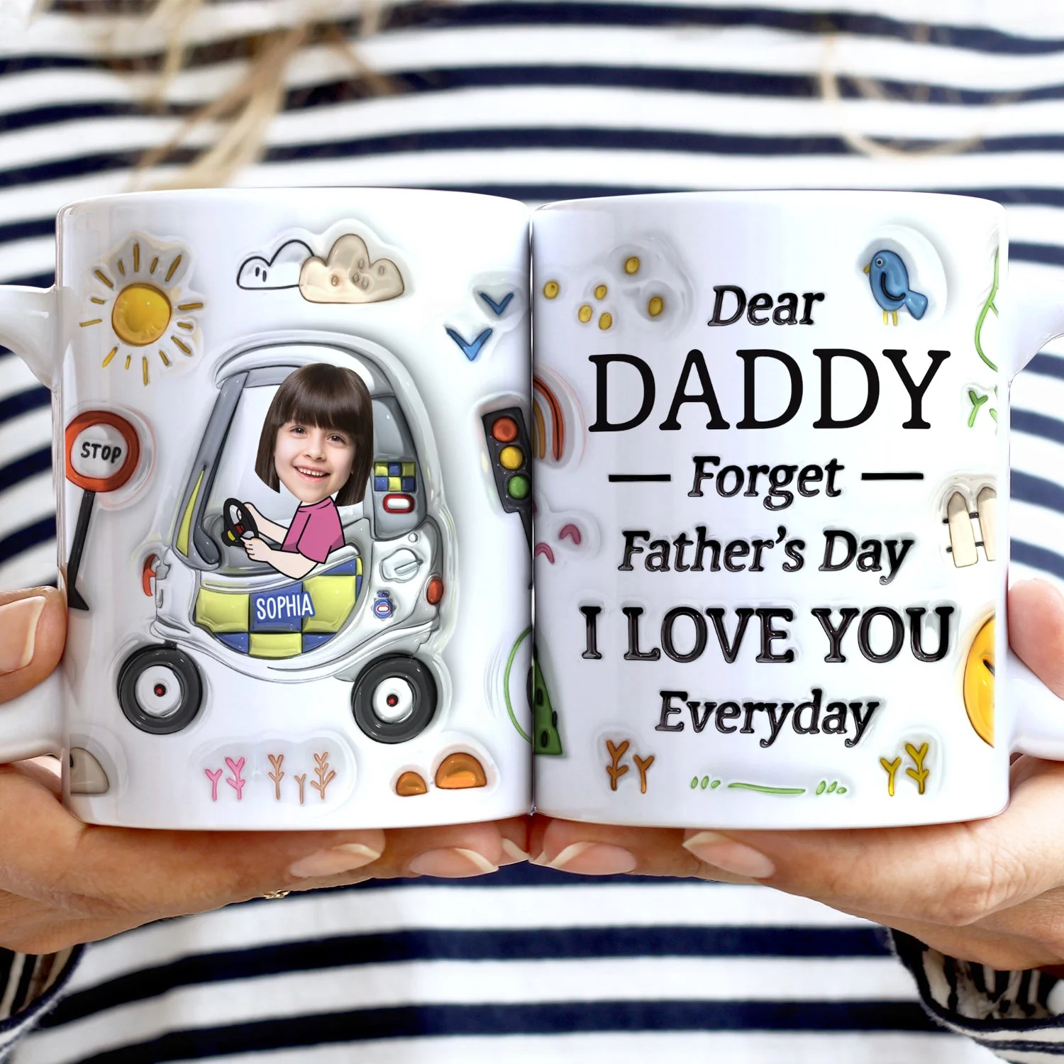 Custom Photo Dear Dad I Love You Everyday - Gift For Father, Grandpa - 3D Inflated Effect Printed Mug, Personalized White Edge-to-Edge Mug - Image 3