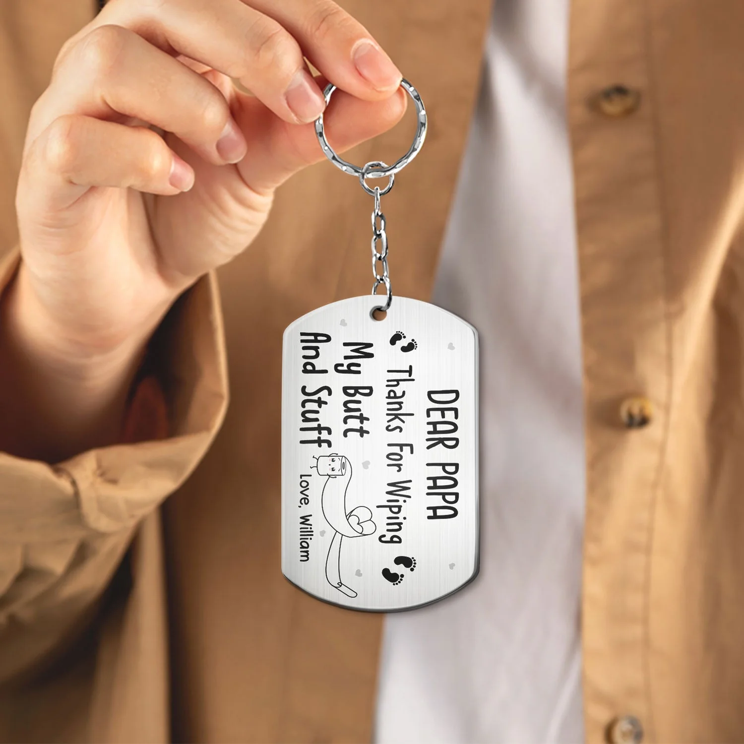 Custom Photo Dear Dad Thanks For Wiping - Gift For Father, Mother, New Mom, New Dad - Personalized Aluminum Keychain - Image 4