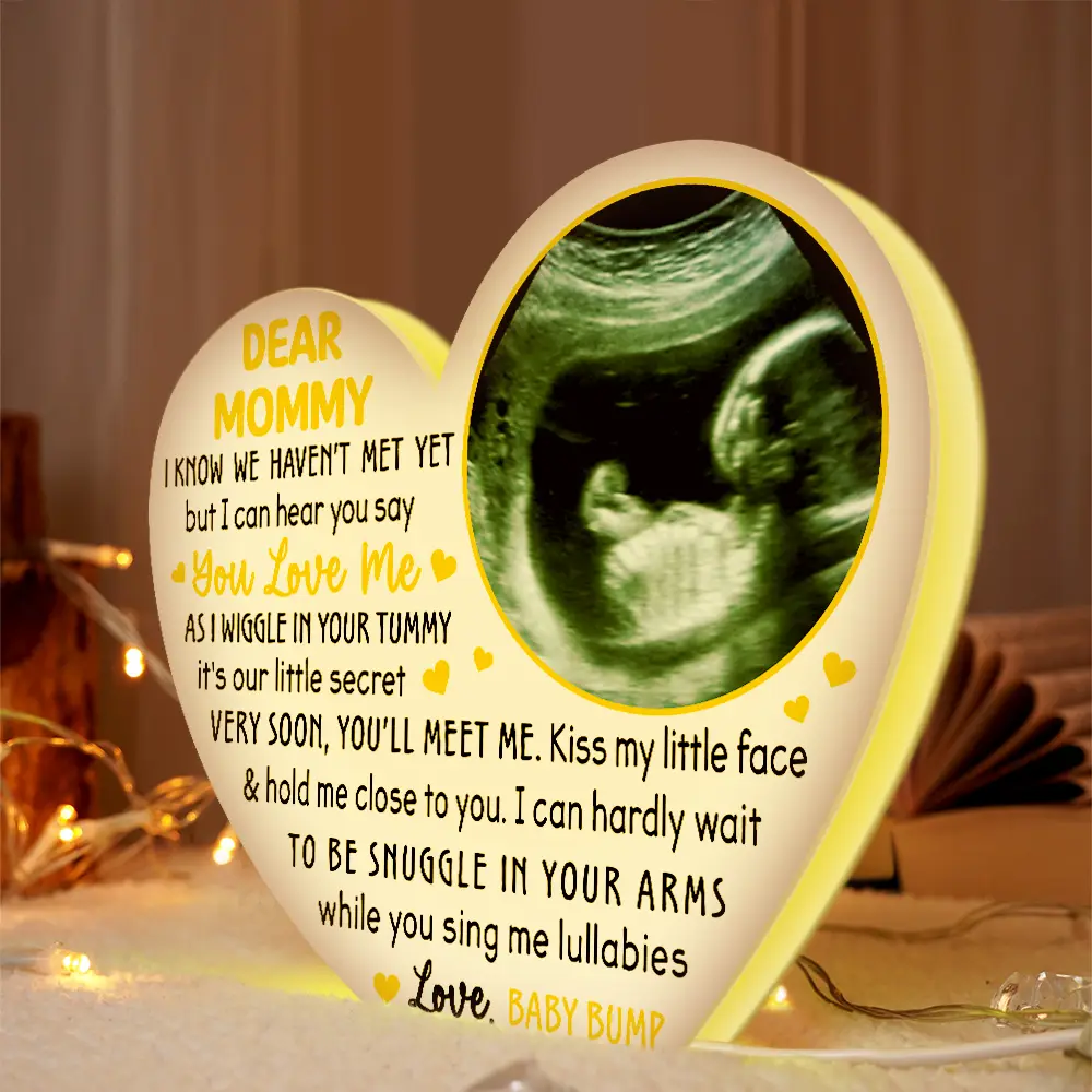 Custom Photo Dear Mommy Daddy Love From The Bump - Personalized Custom Shaped Light Box - Image 4