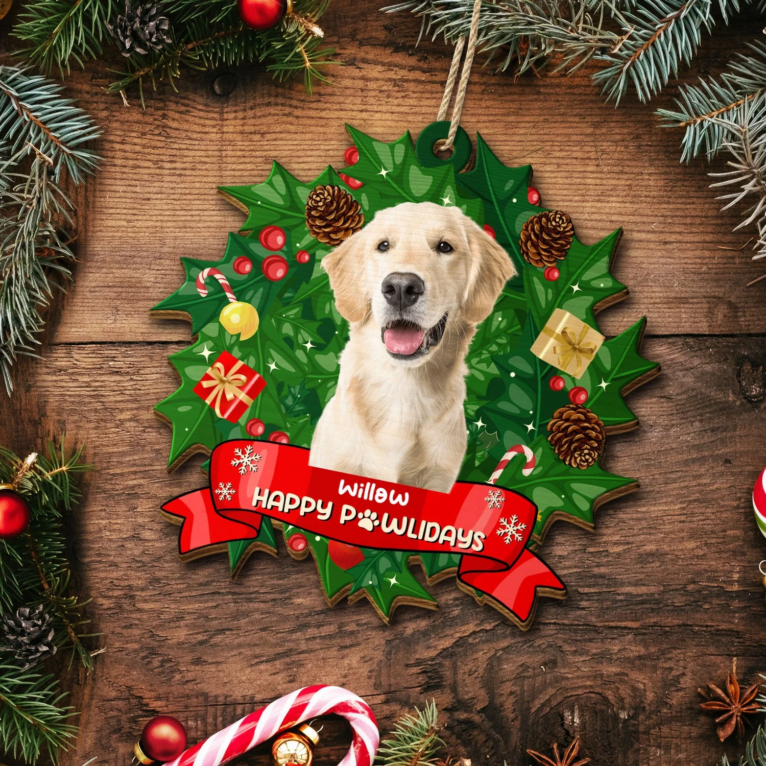 Custom Photo Dear Santa Define Naughty - Christmas Gift For Dog Cat Lovers - Personalized Custom Shaped Wooden Ornament - Image 5