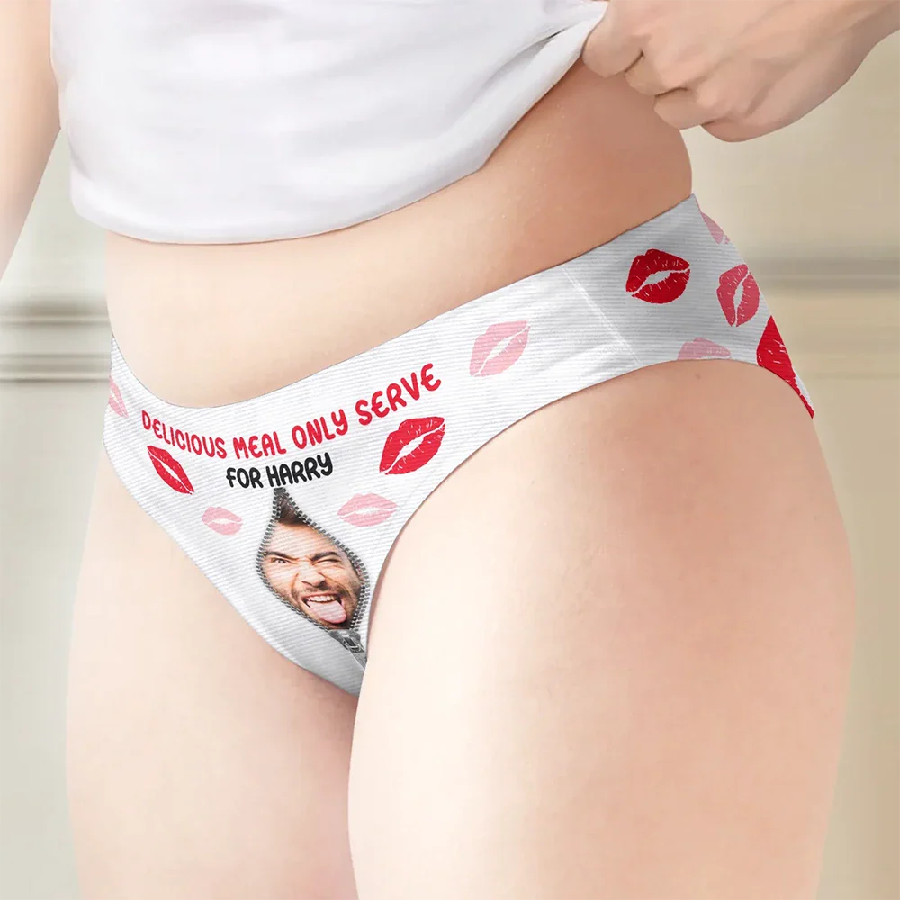 Custom Photo Delicious Meal Only Serve For You - Personalized Women's Low-waisted Brief - Image 3