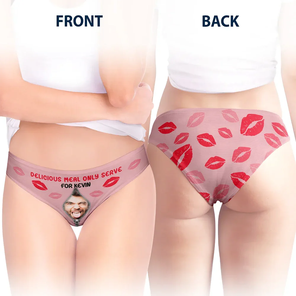 Custom Photo Delicious Meal Only Serve For You - Personalized Women's Low-waisted Brief - Image 4