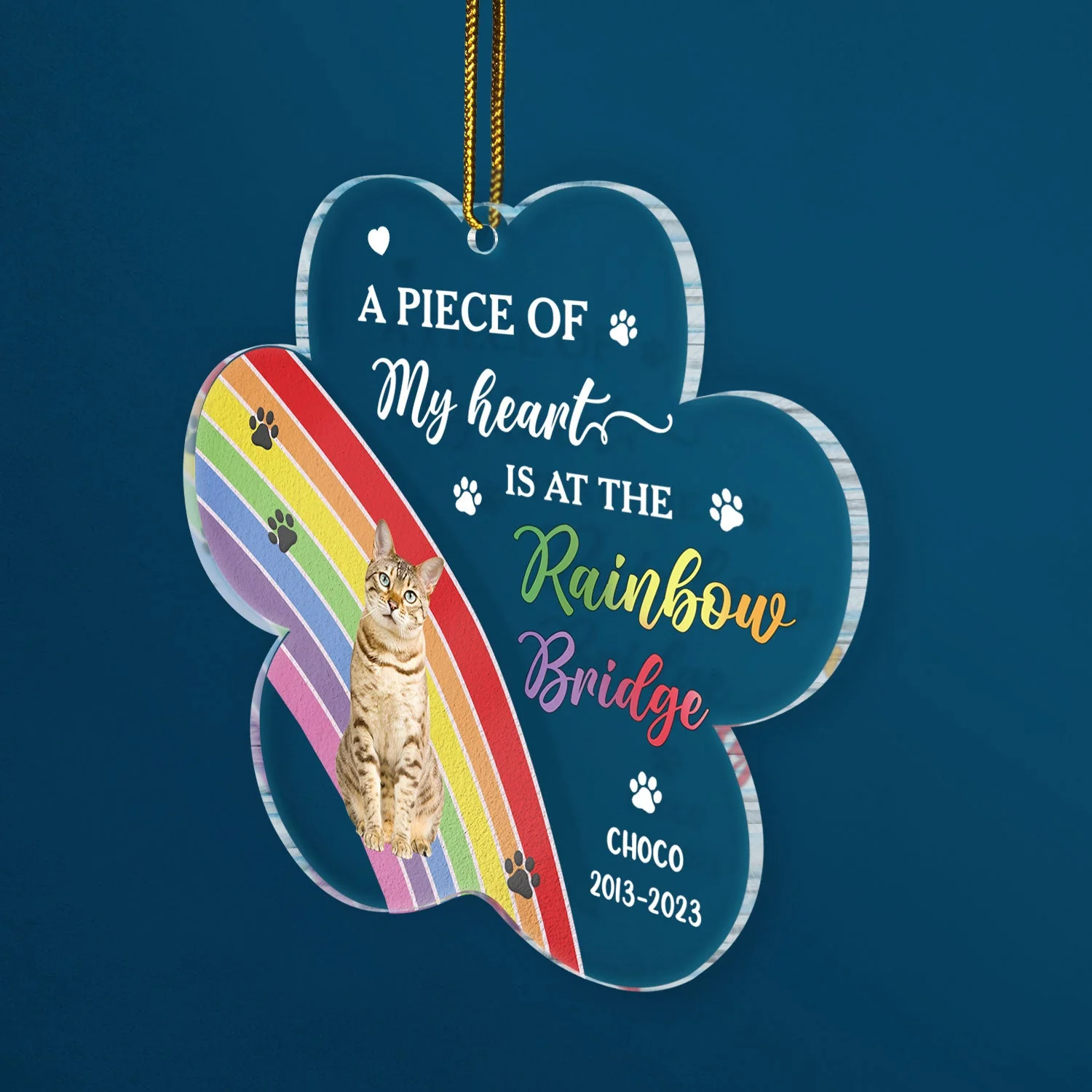 Custom Photo Dog Cat At The Rainbow Bridge - Christmas Keepsake, Memorial Gift For Pet Lovers - Personalized Custom Shaped Acrylic Ornament - Image 3