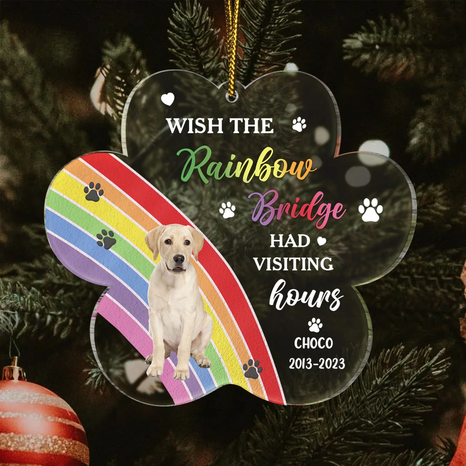 Custom Photo Dog Cat At The Rainbow Bridge - Christmas Keepsake, Memorial Gift For Pet Lovers - Personalized Custom Shaped Acrylic Ornament - Image 4