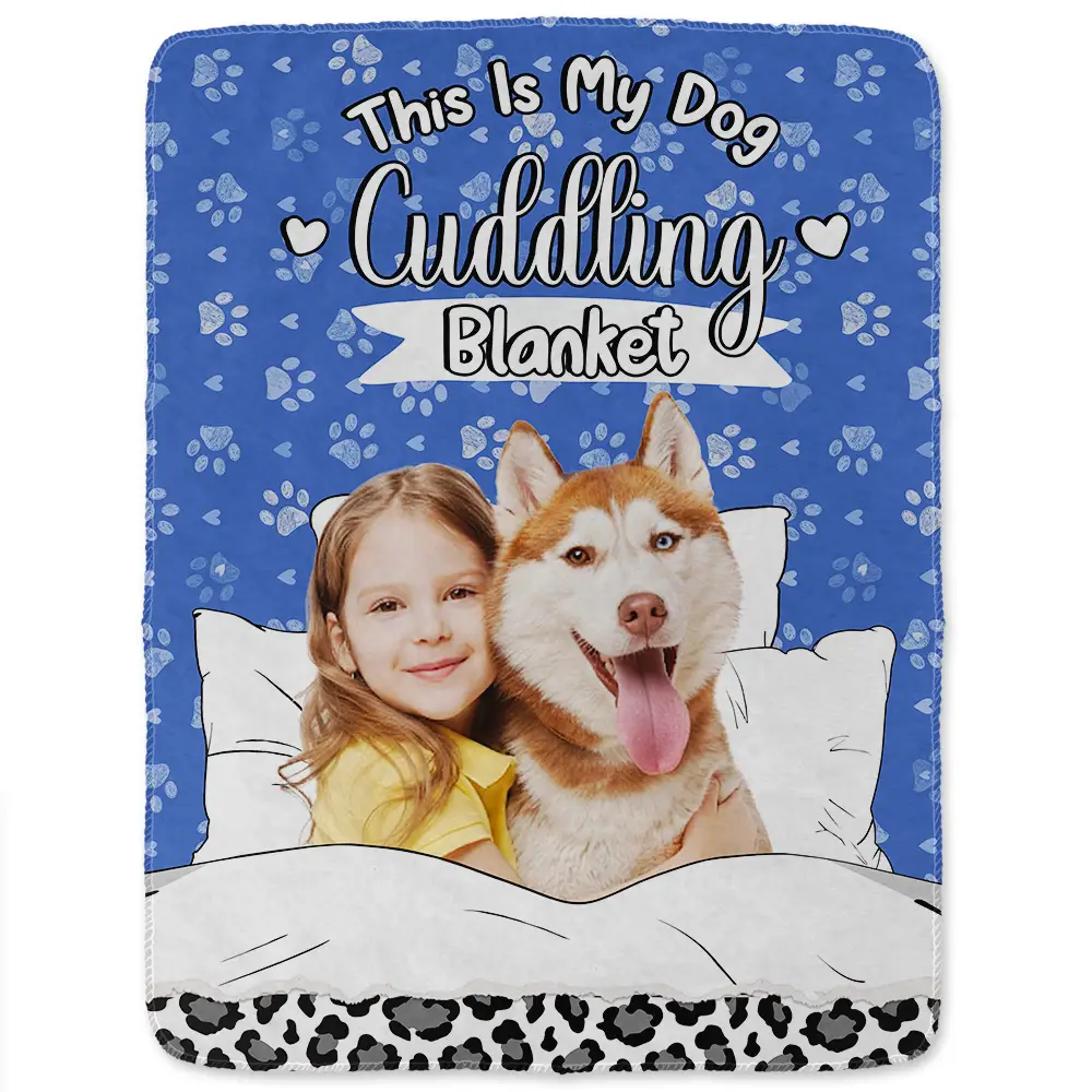 Custom Photo Dog Cat Cuddling Blanket - Personalized Fleece Blanket, Sherpa Blanket - Image 3