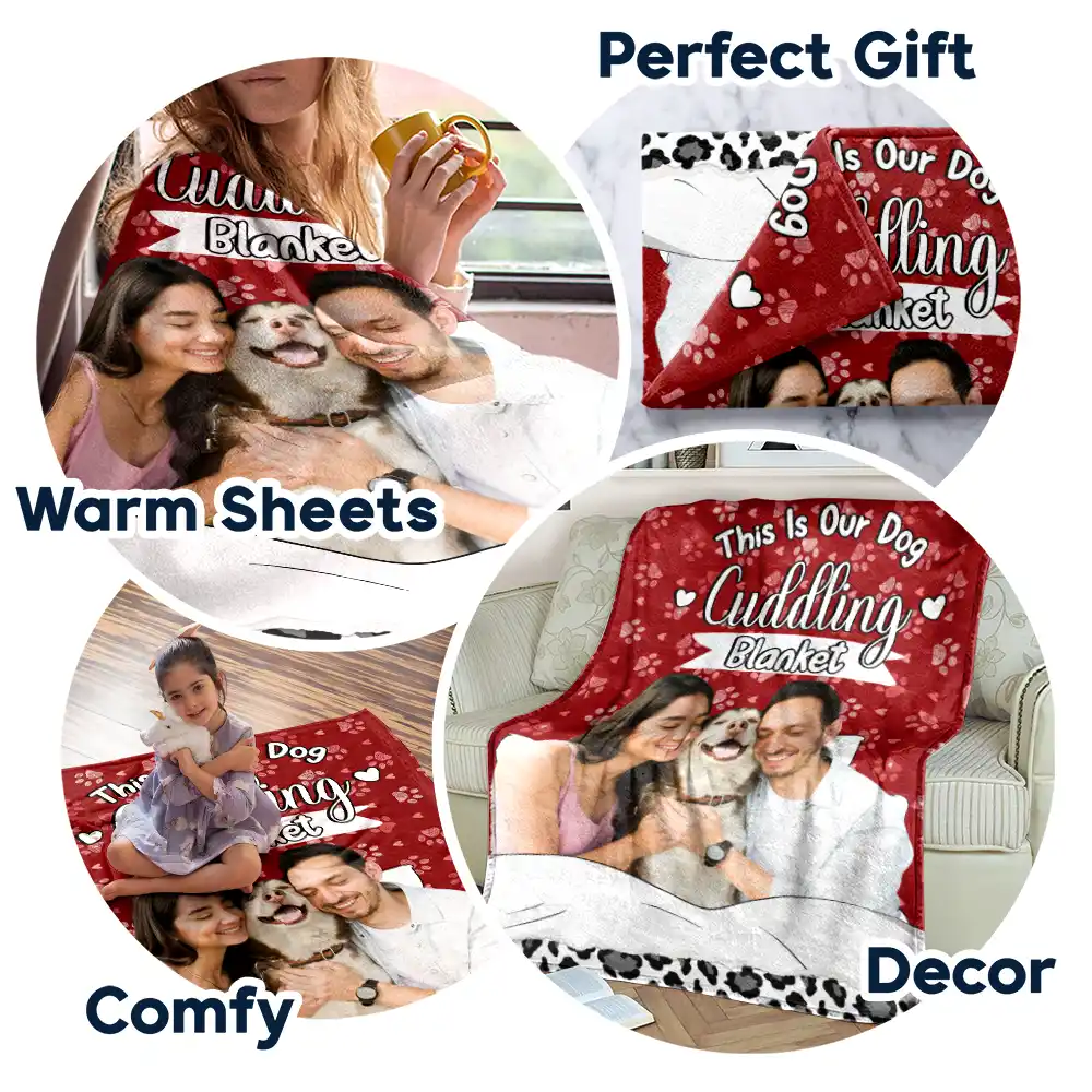 Custom Photo Dog Cat Cuddling Blanket - Personalized Fleece Blanket, Sherpa Blanket - Image 7
