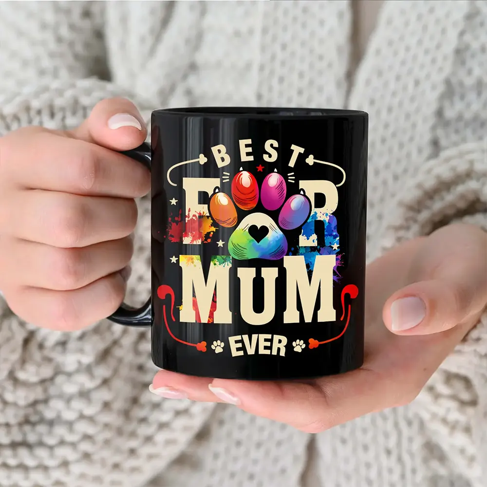 Custom Photo Dog Cat Dad Mom - Personalized Black Mug - Image 3