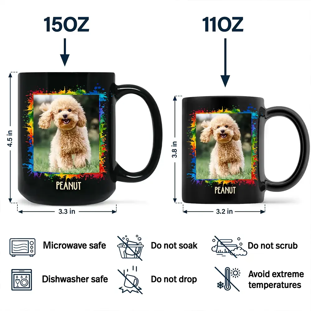 Custom Photo Dog Cat Dad Mom - Personalized Black Mug - Image 4
