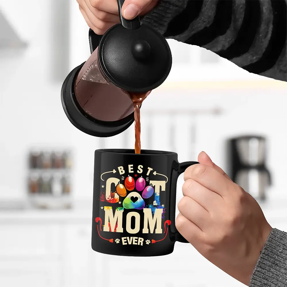 Custom Photo Dog Cat Dad Mom - Personalized Black Mug - Image 5