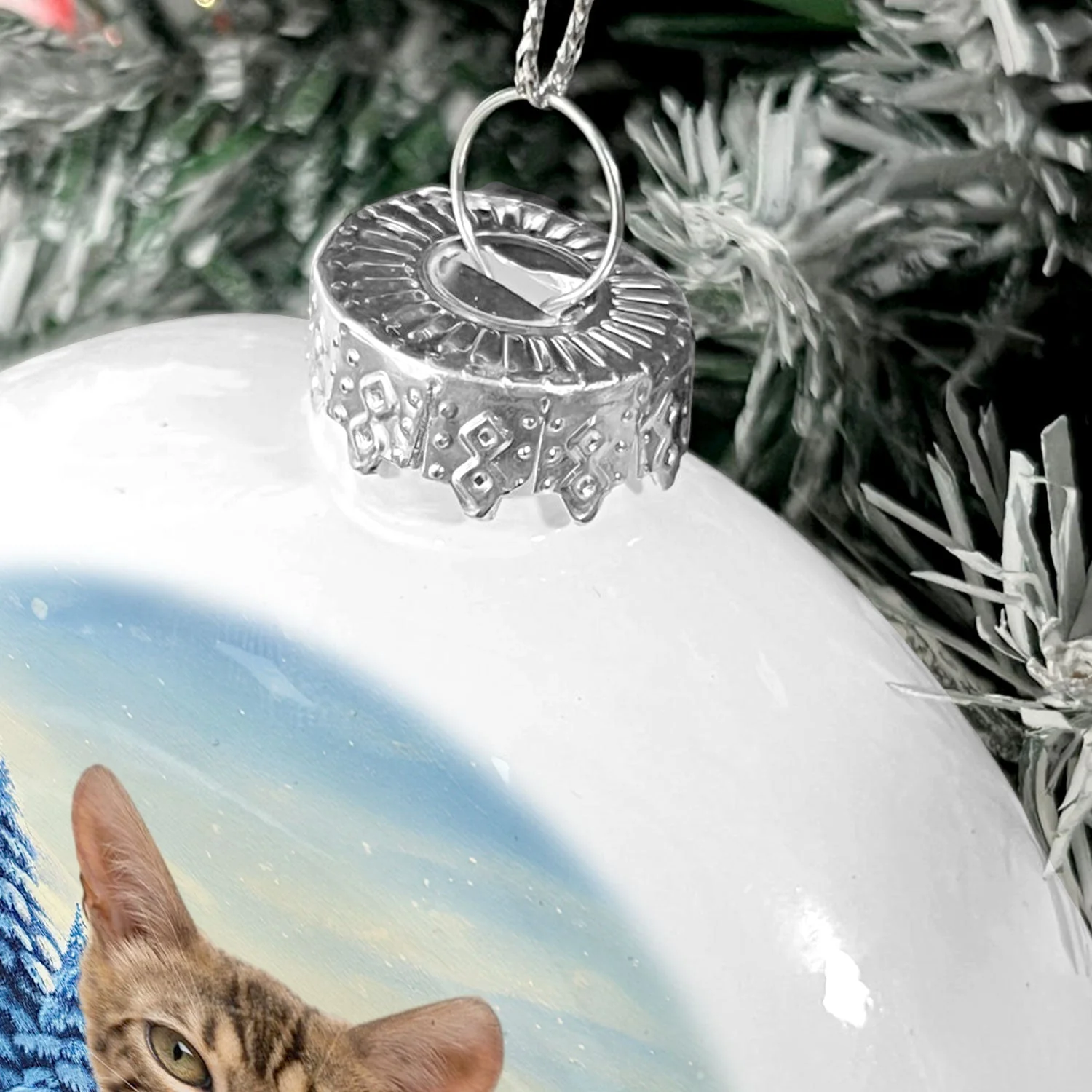 Custom Photo Dog Cat Dear Santa Define Naughty - Christmas Gift For Pet Lovers - Personalized White Flat Ball Ornament - Image 6