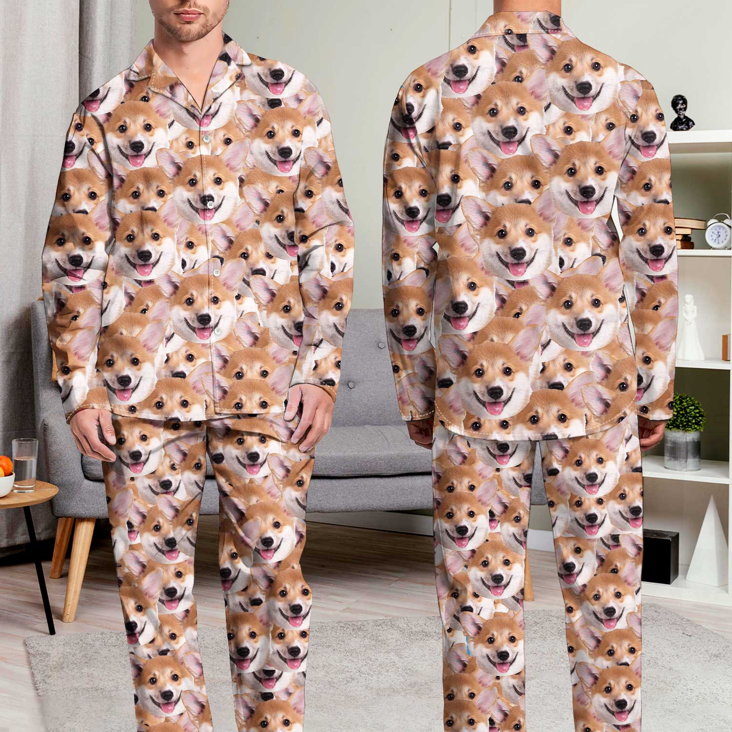 Custom Photo Dog Cat Faces - Gift For Pet Lovers, Dog Mom, Dog Dad, Cat Mom, Cat Dad - Personalized Long Pajamas Set - Image 7