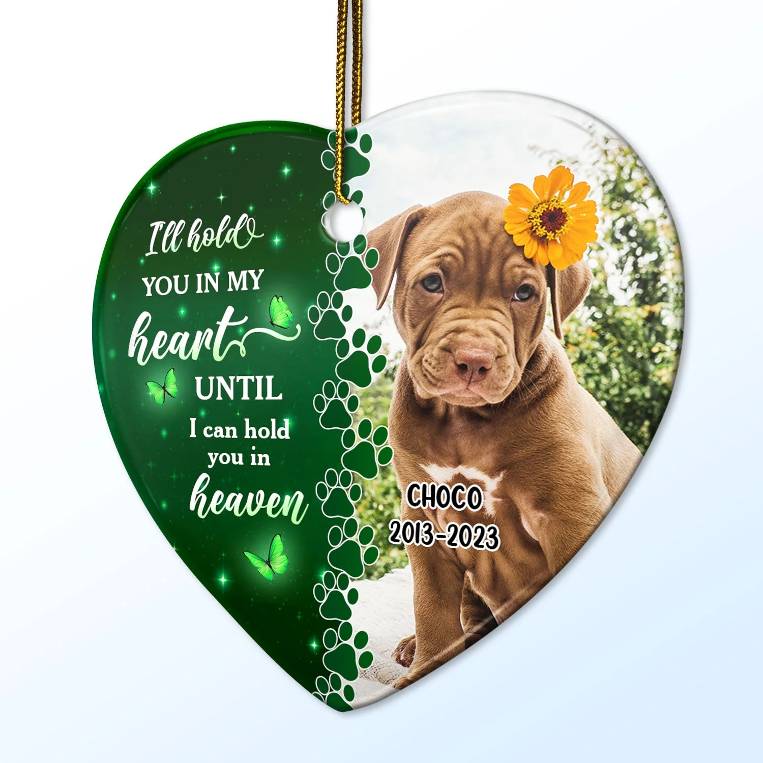 Custom Photo Dog Cat Forever In My Heart - Christmas Keepsake, Memorial Gift For Pet Lovers - Personalized Heart Ceramic Ornament - Image 2