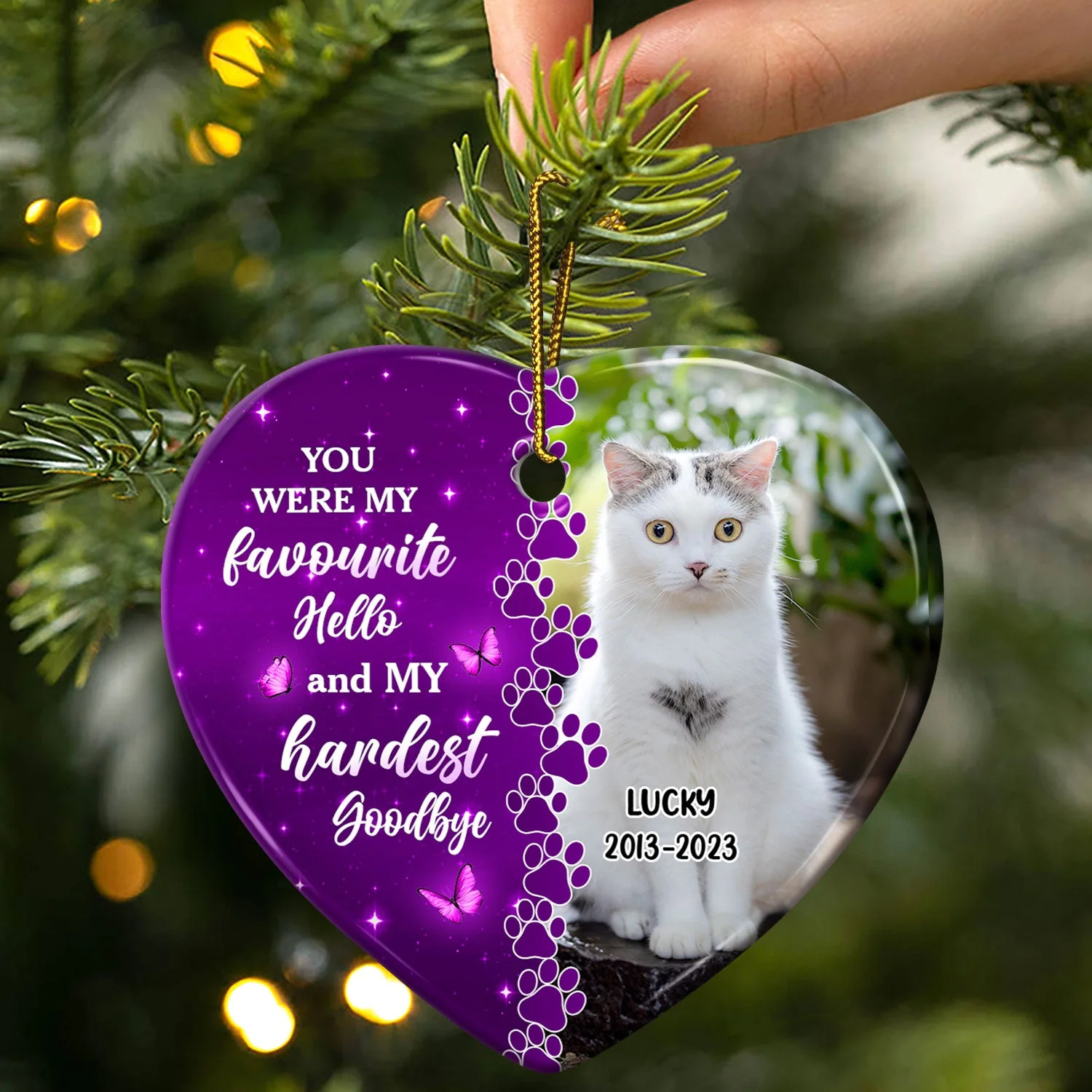 Custom Photo Dog Cat Forever In My Heart - Christmas Keepsake, Memorial Gift For Pet Lovers - Personalized Heart Ceramic Ornament - Image 3