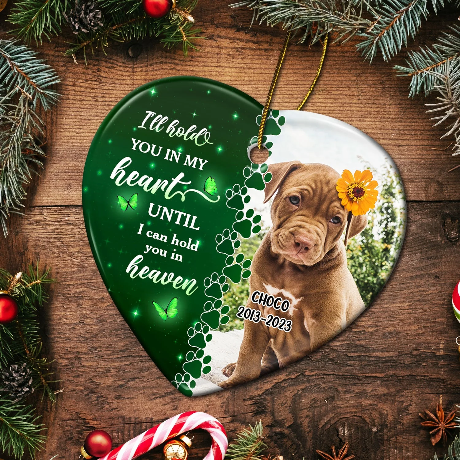 Custom Photo Dog Cat Forever In My Heart - Christmas Keepsake, Memorial Gift For Pet Lovers - Personalized Heart Ceramic Ornament - Image 5