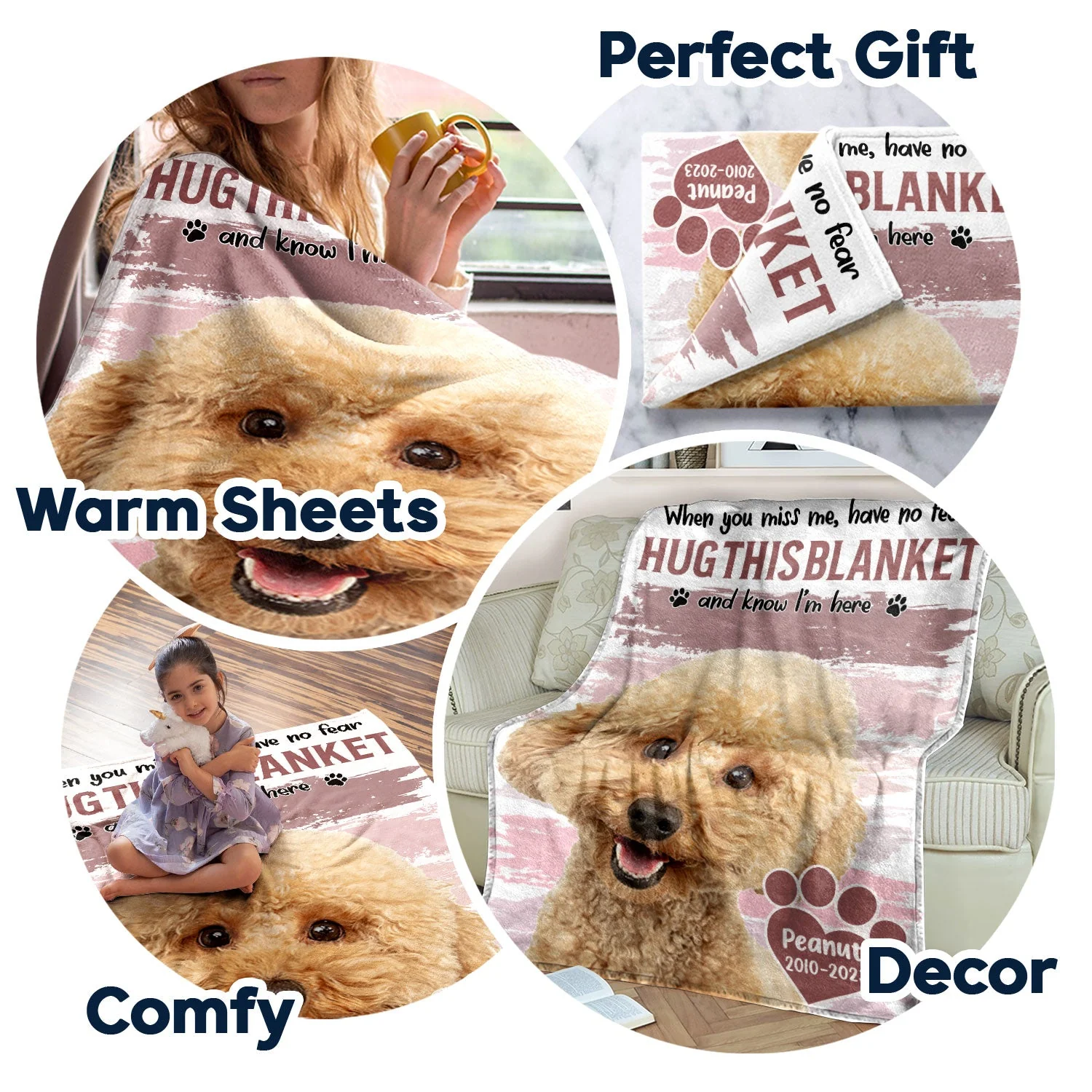 Custom Photo Dog Cat Hug This Blanket - Pet Memorial Gift, Sympathy Gift - Personalized Fleece Blanket - Image 5