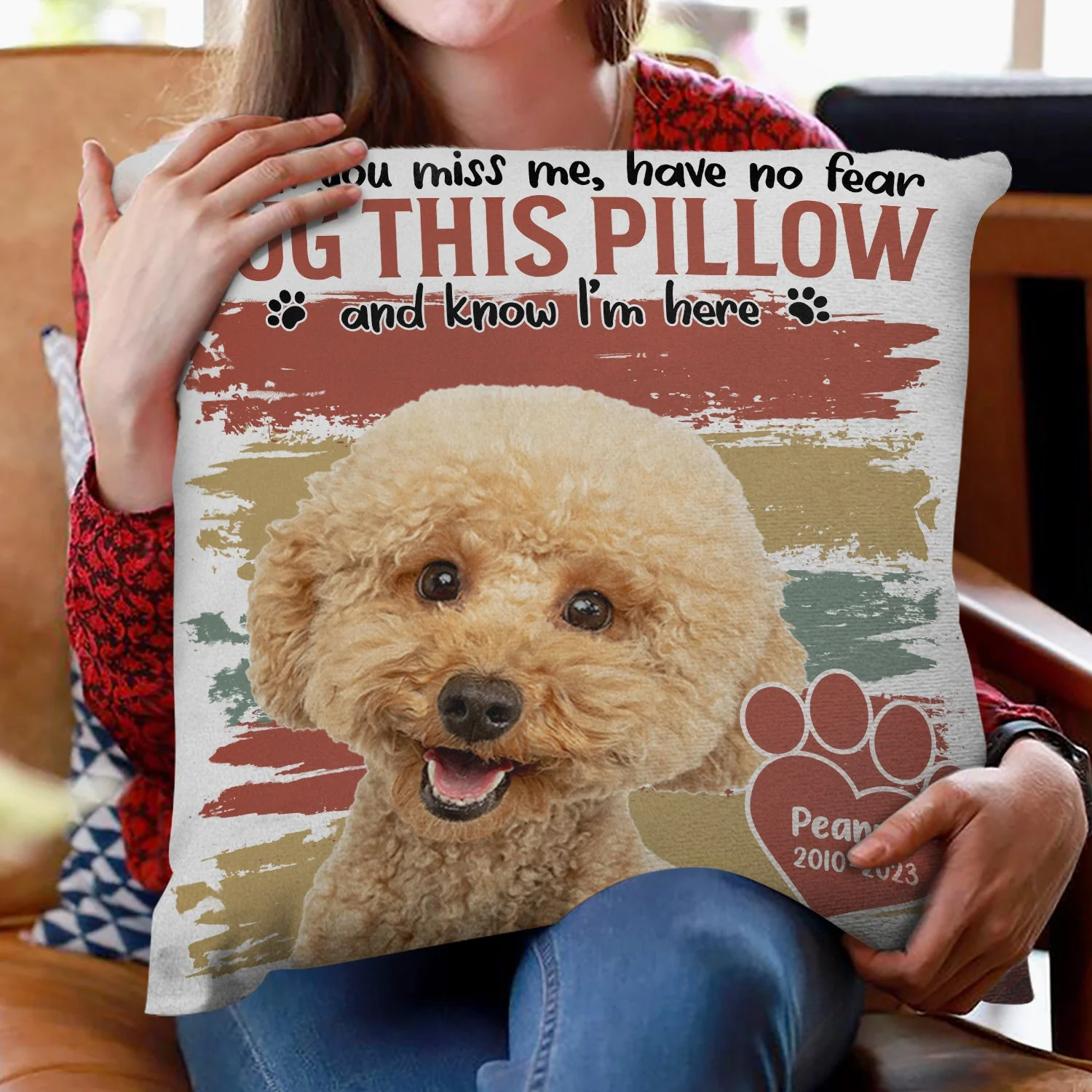 Custom Photo Dog Cat Hug This Pillow - Pet Memorial Gift, Sympathy Gift - Personalized Pillow - Image 2