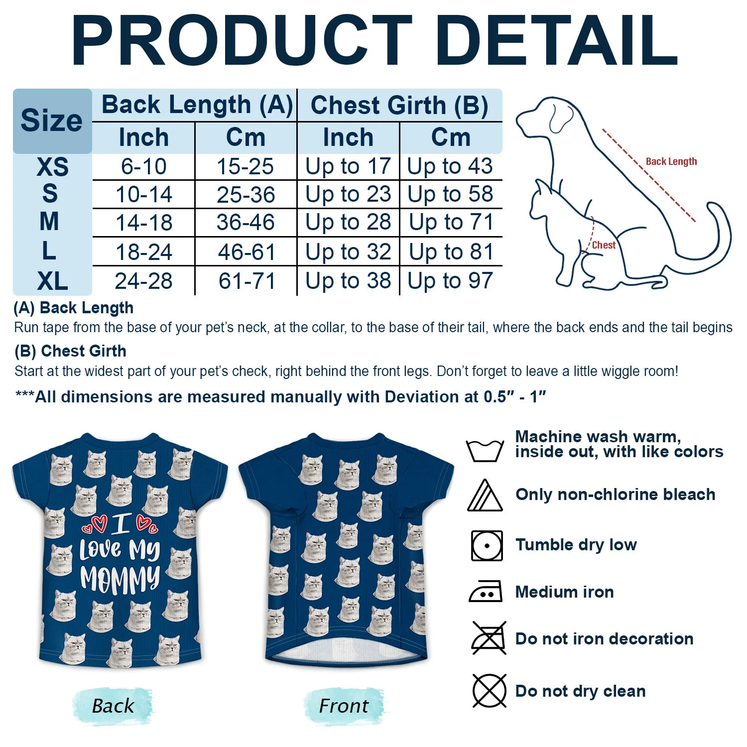 Custom Photo Dog Cat I Love My Mommy Daddy - Gift For Pet Lovers - Personalized Pet Shirt - Image 3