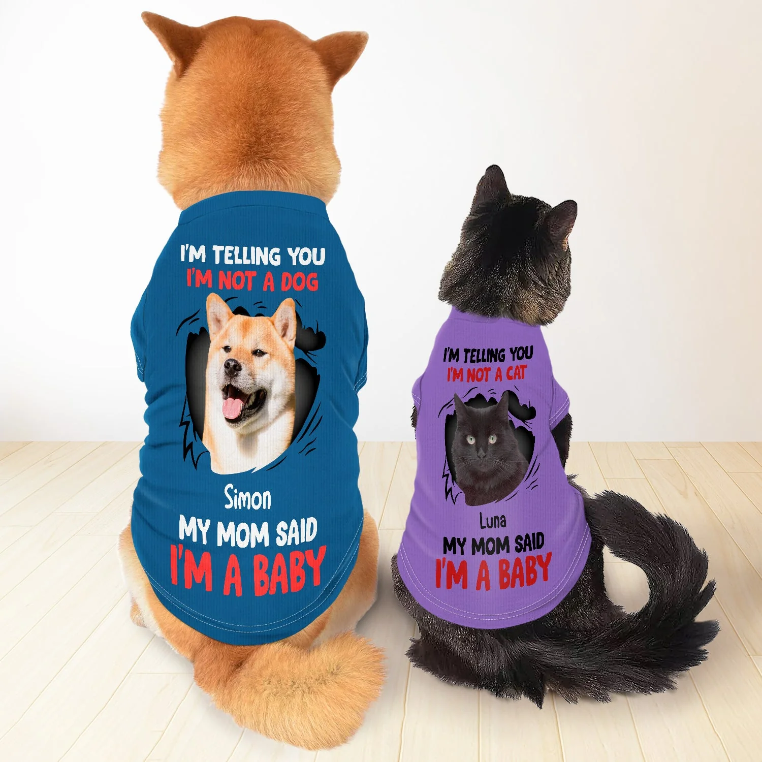 Custom Photo Dog Cat I'm A Baby - Gift For Pet Lovers, Dog Mom, Cat Mom - Personalized Pet Shirt - Image 4