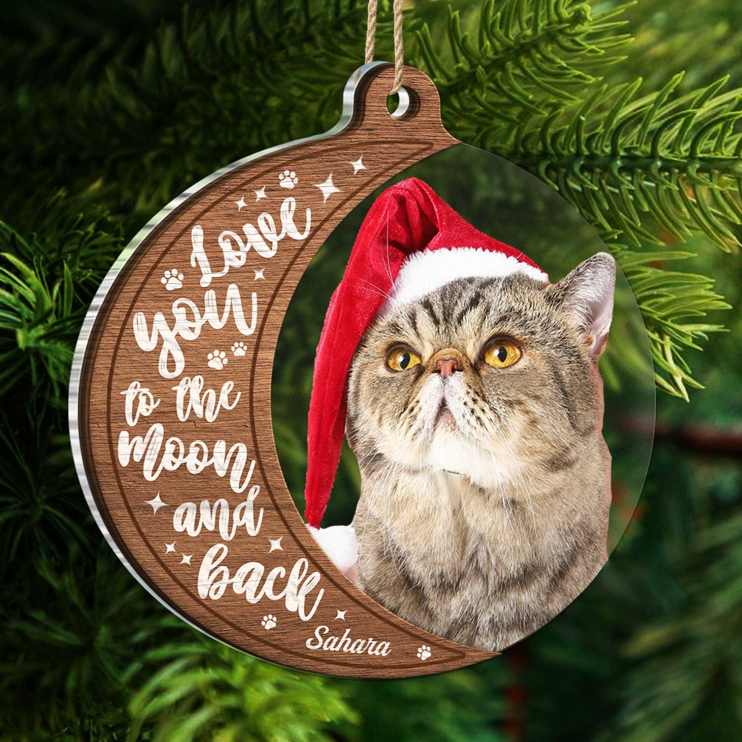 Custom Photo Dog Cat Love You To The Moon And Back - Christmas Gift For Pet Lovers - Personalized 2-Layered Mix Ornament - Image 5