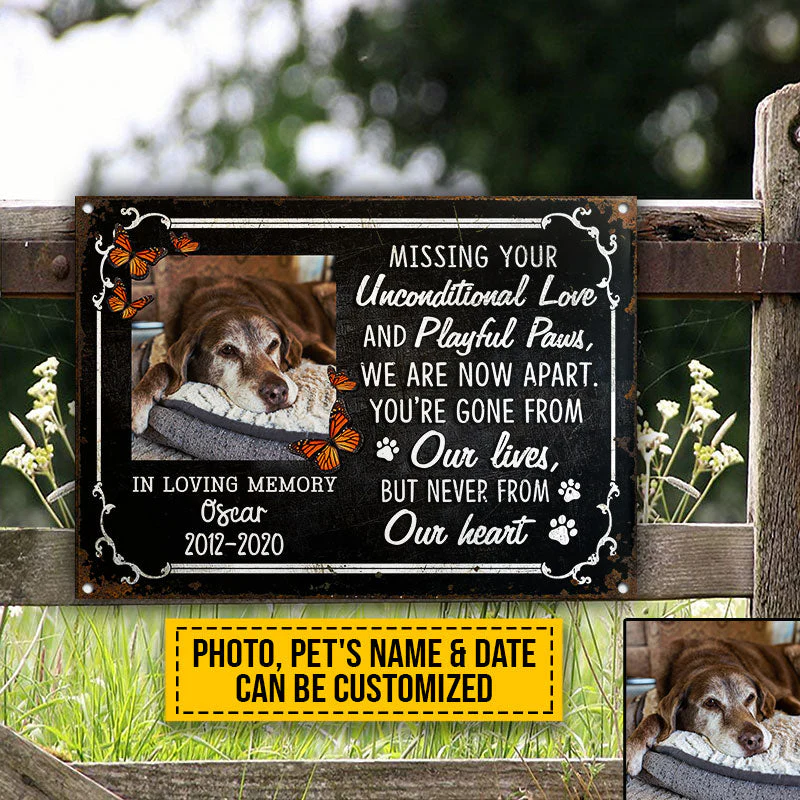 Custom Photo Dog Cat Missing Your Unconditional Love Photo Gift Pet Memorial Gift Custom Classic Metal Signs, Yard Sign, Pet Loss Gifts, Pet Sympathy, Dog Loss, Cat Loss - Image 3