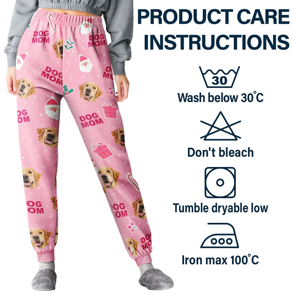 Custom Photo Dog Cat Mom Cute Pinky Girly Gift - Personalized Pajama Pants - Image 6