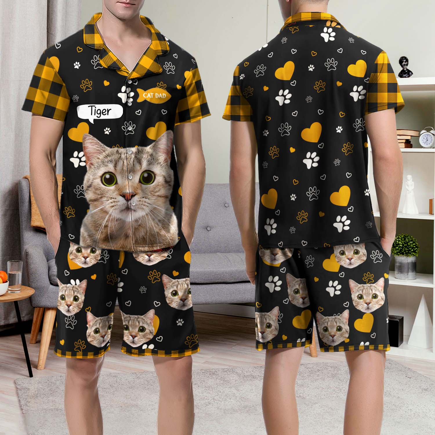 Custom Photo Dog Cat Mom Dad - Funny Birthday Gift For Wife, Husband, Dog Mom, Cat Mom, Dog Dad, Cat Dad, Pet Lovers - Personalized Custom Short Pajamas Set - Image 4
