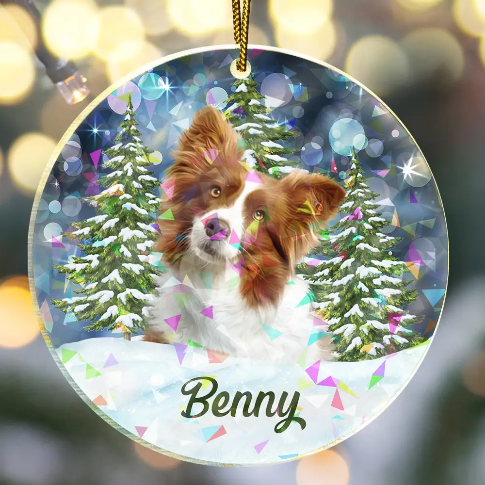 Custom Photo Dog Cat Pet Face - Personalized Holographic Acrylic Ornament - Image 4