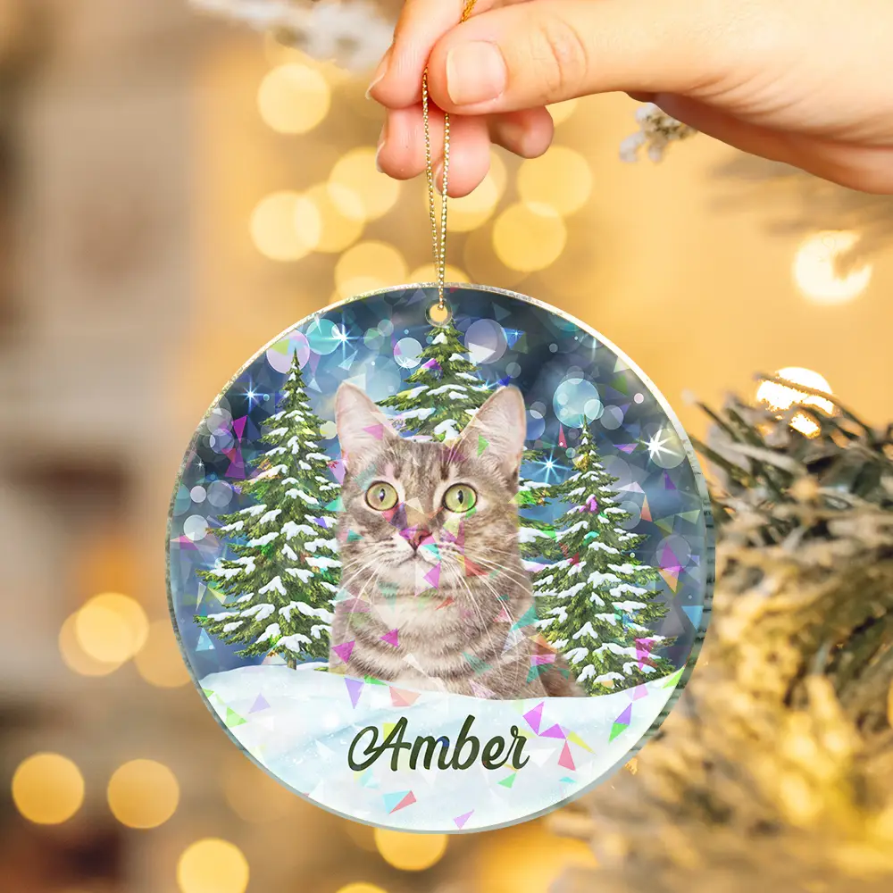 Custom Photo Dog Cat Pet Face - Personalized Holographic Acrylic Ornament - Image 5