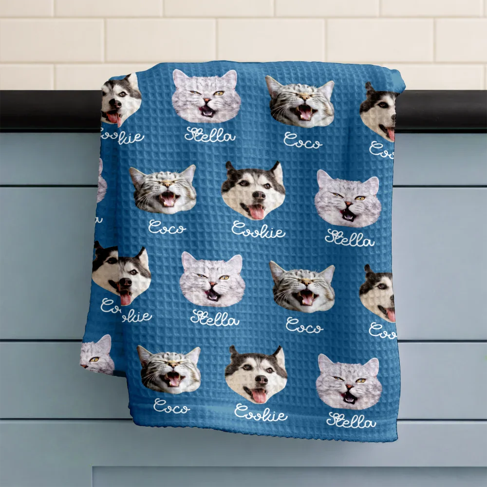Custom Photo Dog Cat Pet Funny Face - Personalized Kitchen Towel - Image 4