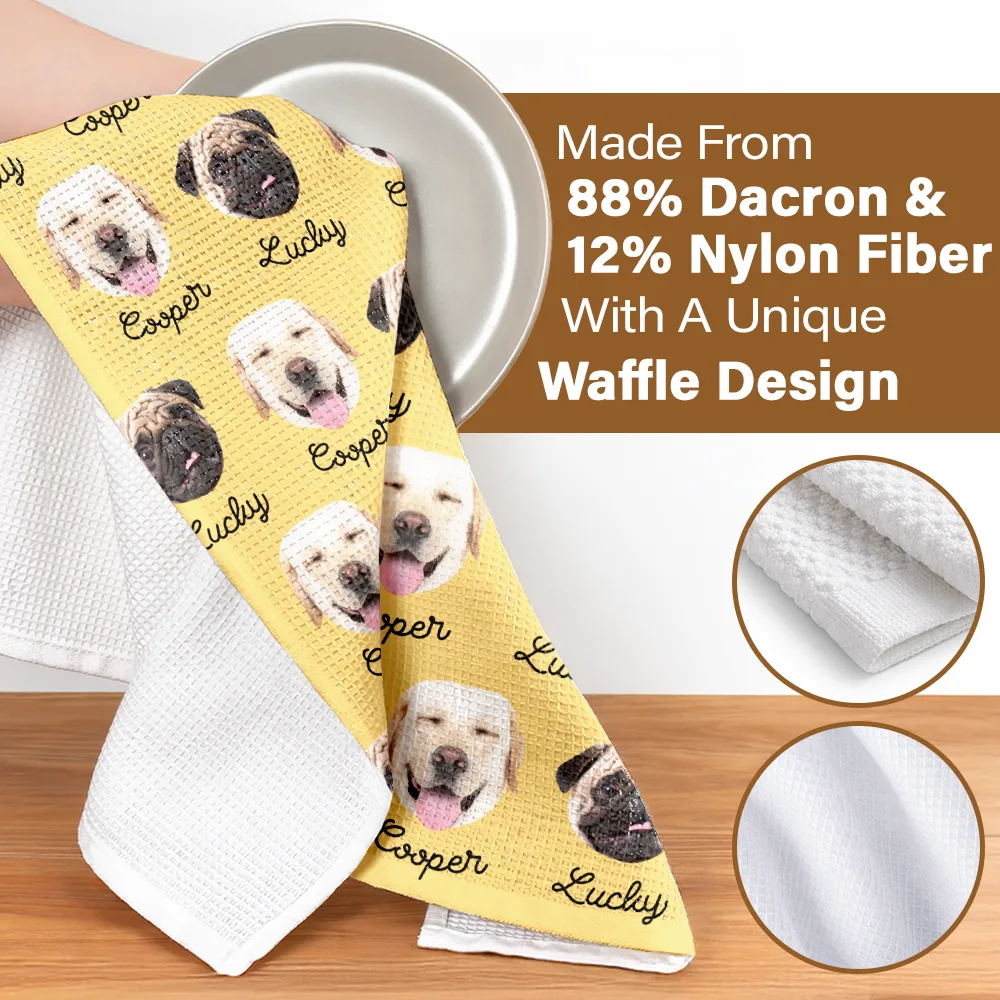 Custom Photo Dog Cat Pet Funny Face - Personalized Kitchen Towel - Image 5