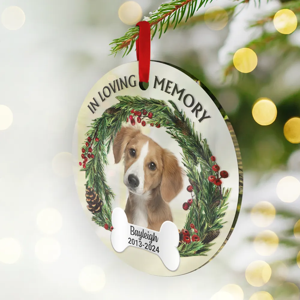 Custom Photo Dog Cat Pet Human In Loving Memory - Personalized Custom Shaped Mirror Ornament - Image 3