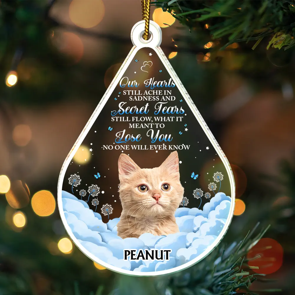 Custom Photo Dog Cat Pet Human Memorial Teardrop - Personalized Custom Shaped Acrylic Ornament - Image 4