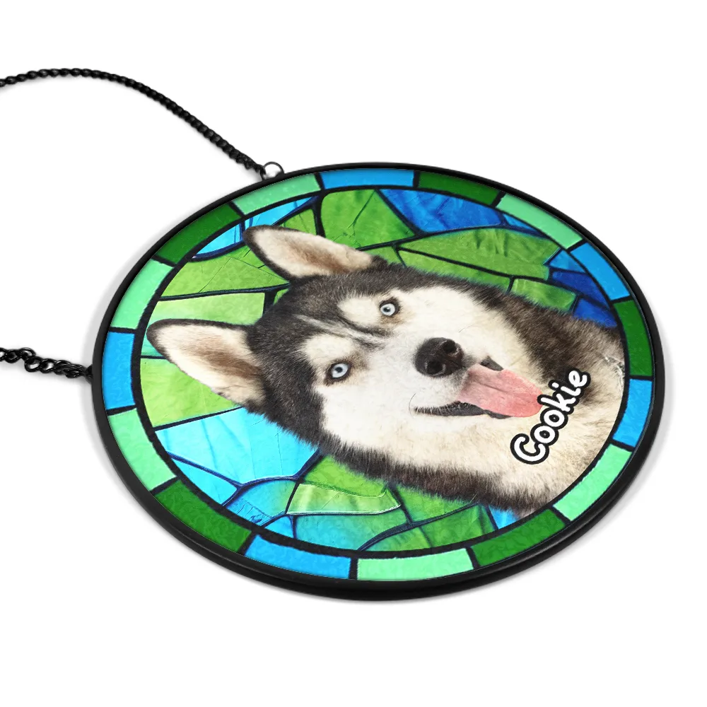 Custom Photo Dog Cat Pet Memorial - Personalized Stained Glass Window Hanging Suncatcher - Image 3