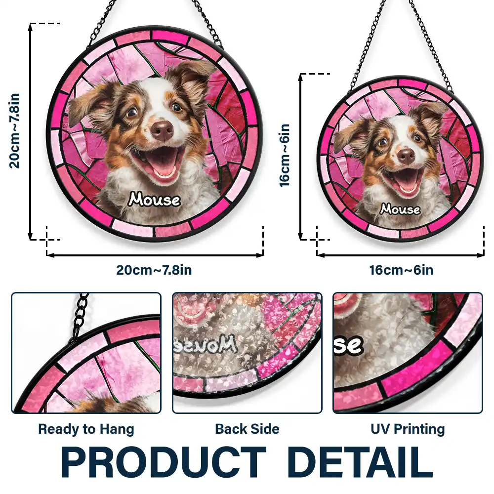 Custom Photo Dog Cat Pet Memorial - Personalized Stained Glass Window Hanging Suncatcher - Image 4