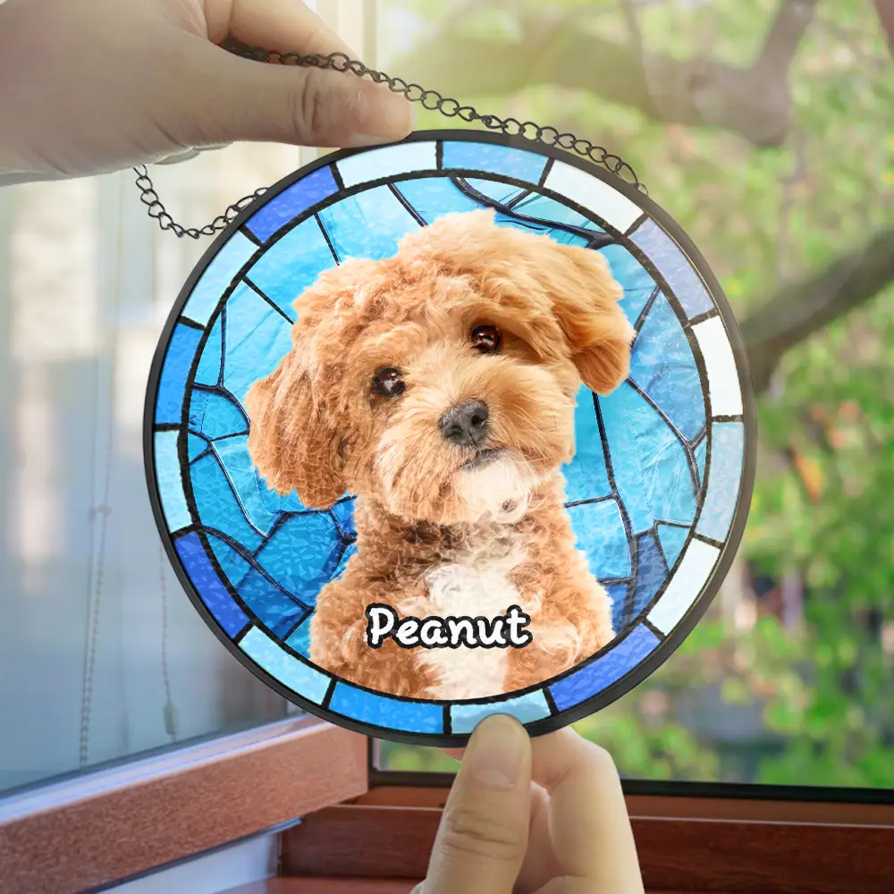 Custom Photo Dog Cat Pet Memorial - Personalized Stained Glass Window Hanging Suncatcher - Image 5