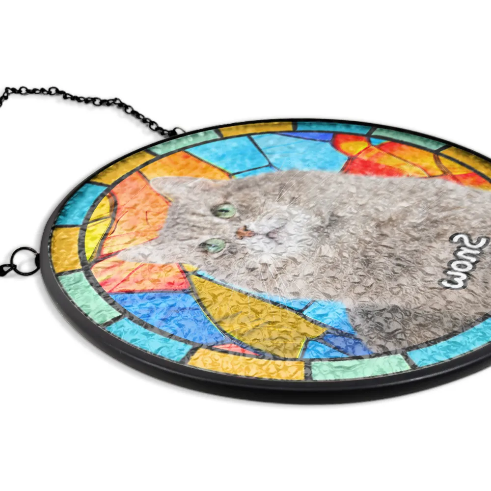 Custom Photo Dog Cat Pet Memorial - Personalized Stained Glass Window Hanging Suncatcher - Image 6
