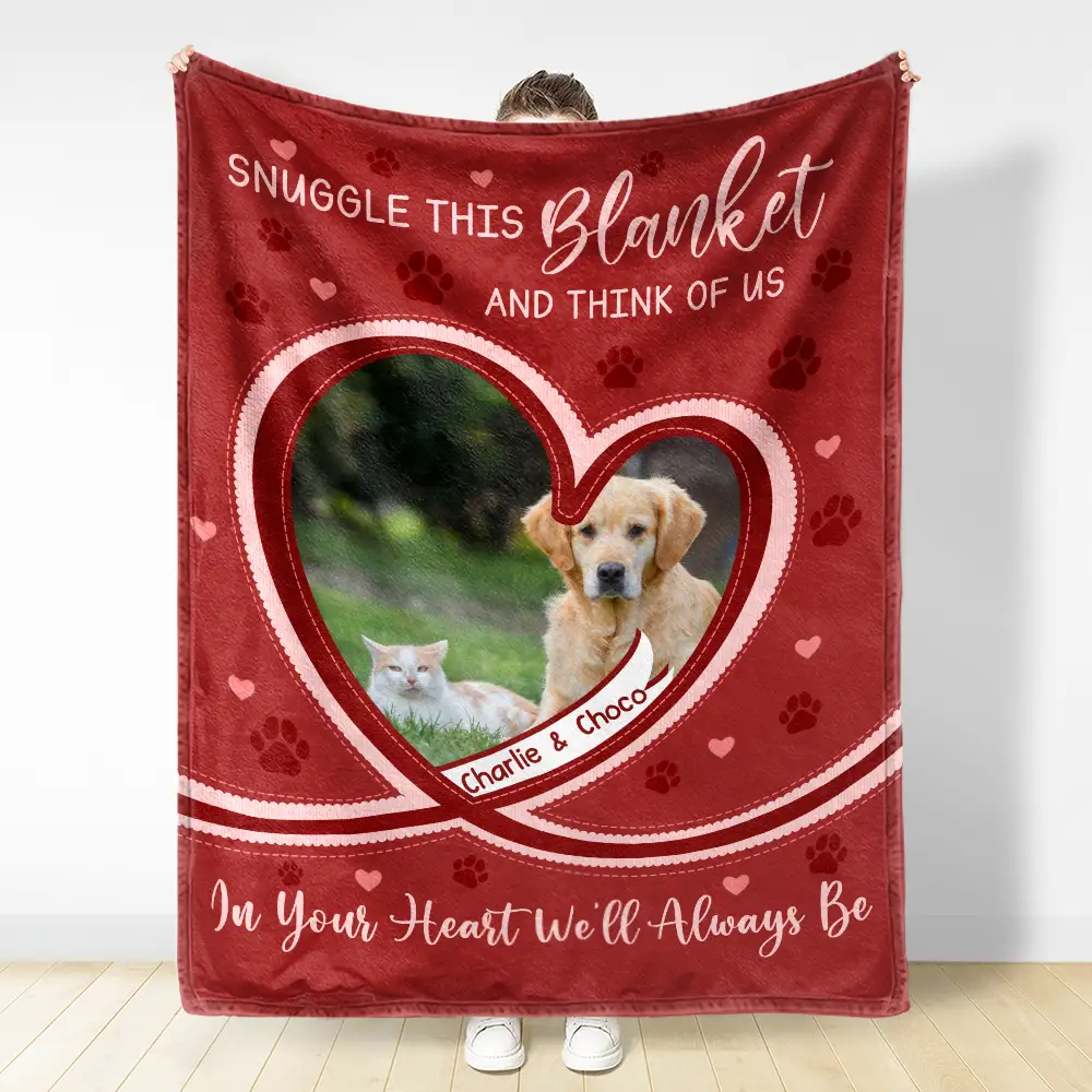 Custom Photo Dog Cat Pet Memorial Snuggle This Blanket And Think Of Me - Personalized Fleece Blanket, Sherpa Blanket - Image 3
