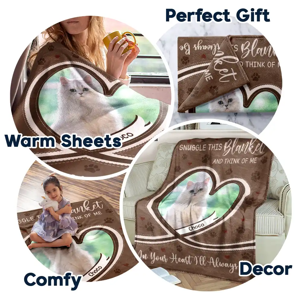 Custom Photo Dog Cat Pet Memorial Snuggle This Blanket And Think Of Me - Personalized Fleece Blanket, Sherpa Blanket - Image 6