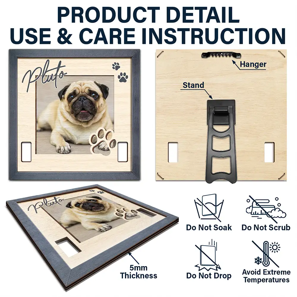 Custom Photo Dog Cat Pet Name - Personalized Pet Loss Sign, Collar Frame - Image 5