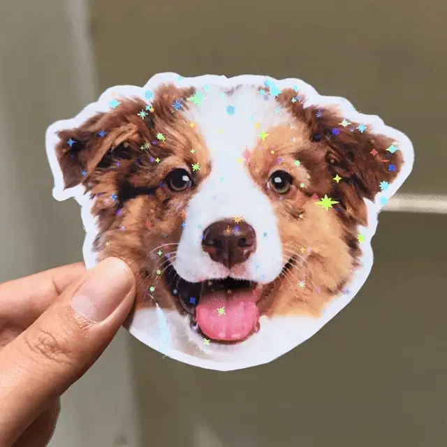Custom Photo Dog Cat Pet Portrait - Personalized Custom Peel-out Hologram Sticker - Image 3
