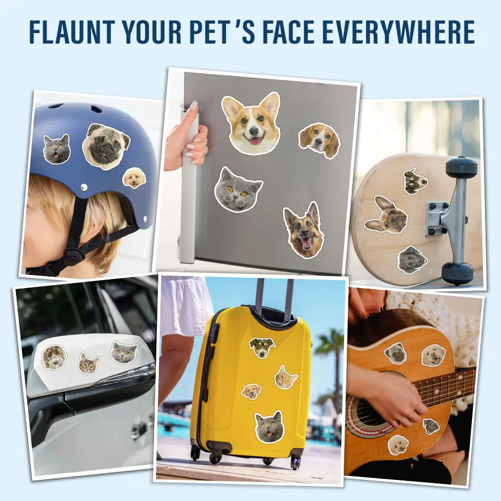 Custom Photo Dog Cat Pet Portrait - Personalized Custom Peel-out Hologram Sticker - Image 9