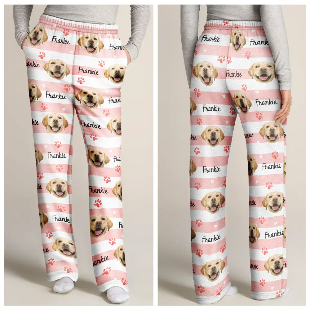 Custom Photo Dog & Cat Pet Portrait - Personalized Pajama Pants - Image 4