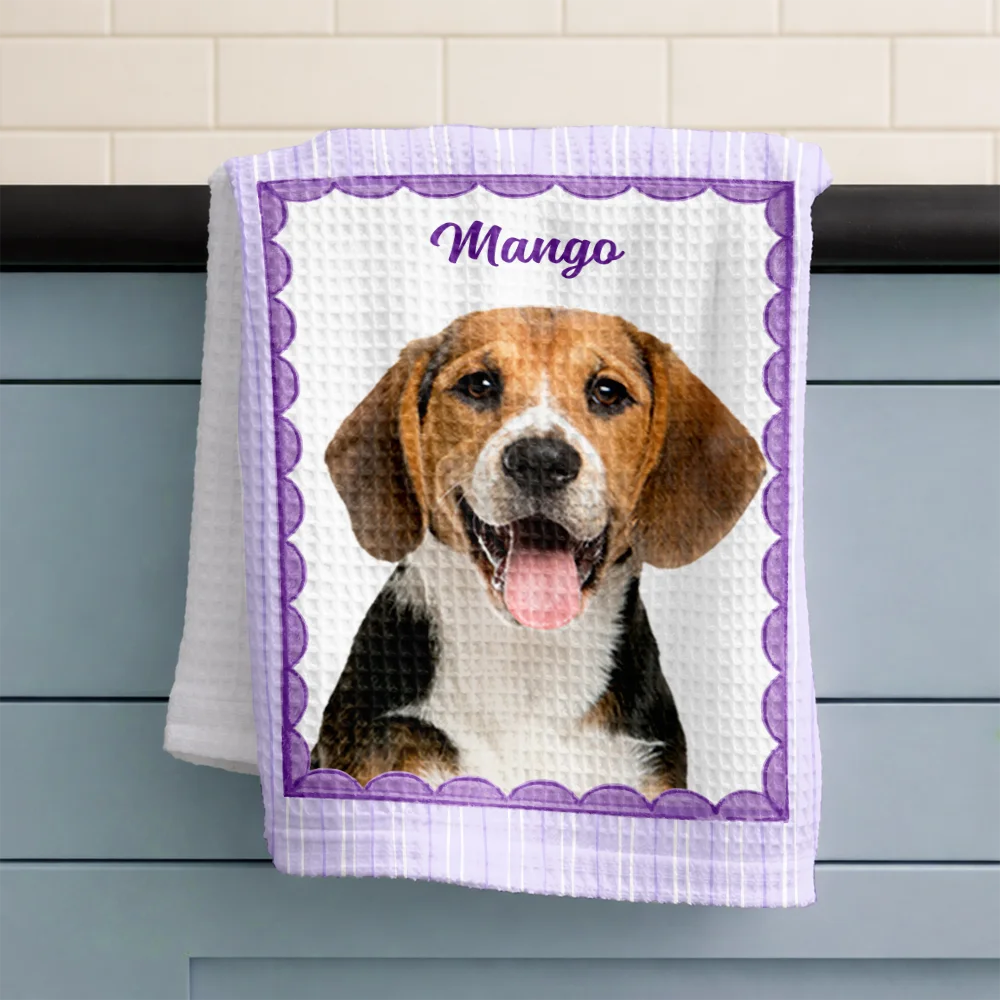 Custom Photo Dog Cat Pet Portrait Vintage - Personalized Kitchen Towel - Image 4