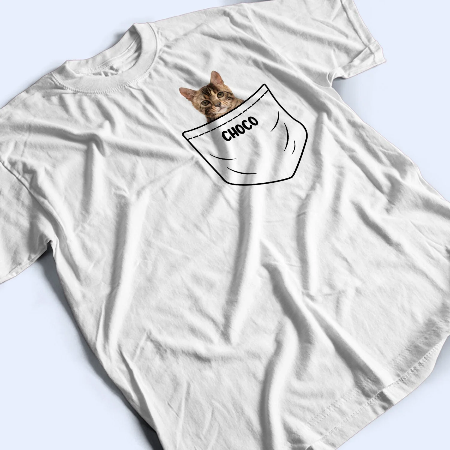 Custom Photo Dog Cat Pocket - Gift For Pet Lovers - Personalized T Shirt - Image 4