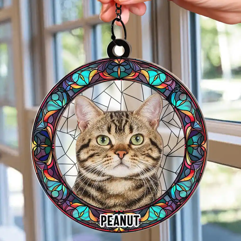 Custom Photo Dog Cat Portrait - Personalized Window Hanging Suncatcher Ornament - Image 3